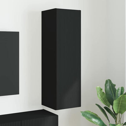 Tv Wall Cabinet 30 X 31 X 100 Cm Černá Kompozitní Dřevo