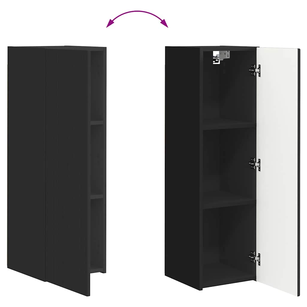 Tv Wall Cabinet 30 X 31 X 100 Cm Černá Kompozitní Dřevo