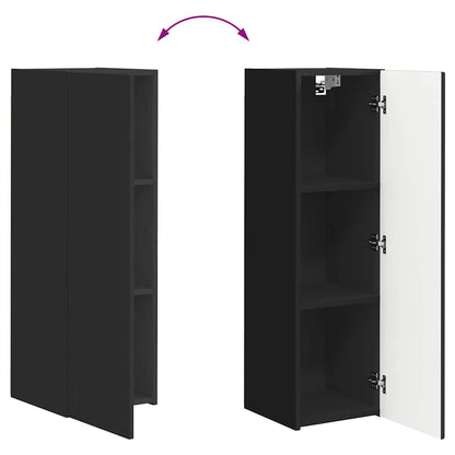 Tv Wall Cabinet 30 X 31 X 100 Cm Černá Kompozitní Dřevo