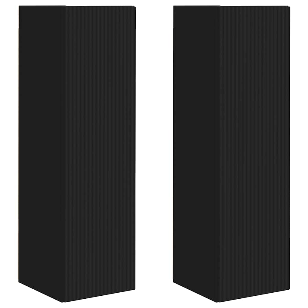 Tv Wall Cabinet 2 Pcs Černá Kompozitní Dřevo