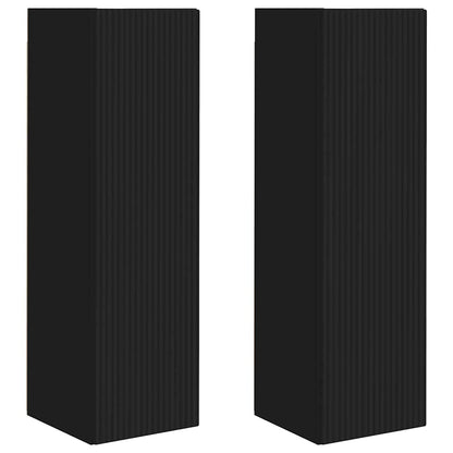 Tv Wall Cabinet 2 Pcs Černá Kompozitní Dřevo