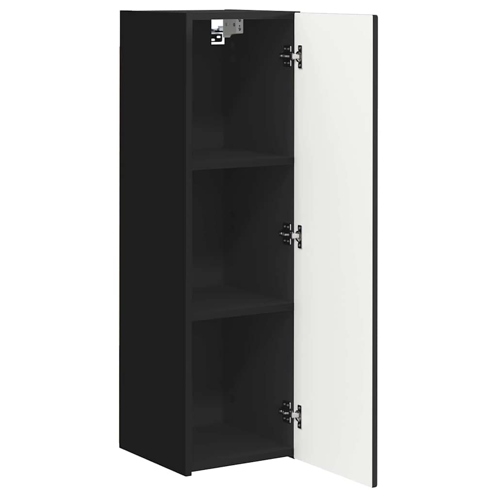 Tv Wall Cabinet 2 Pcs Černá Kompozitní Dřevo