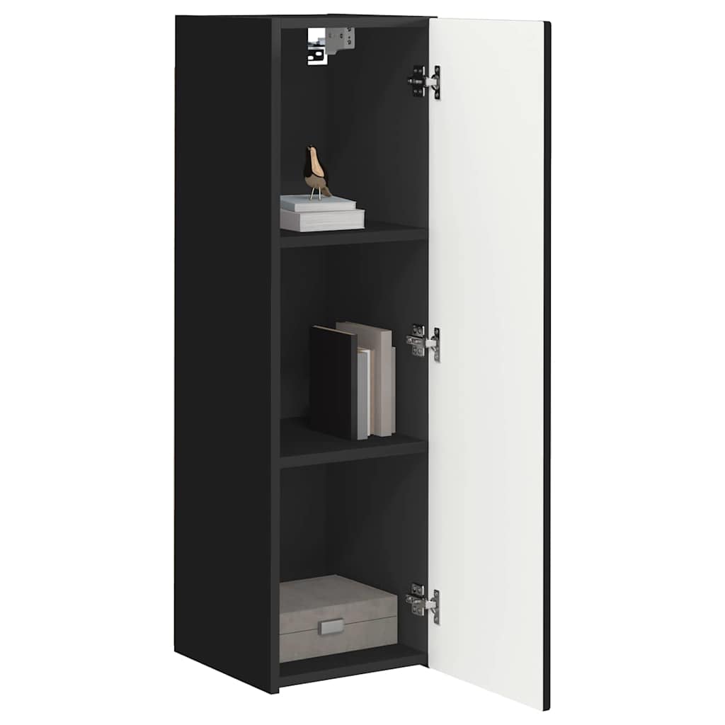Tv Wall Cabinet 2 Pcs Černá Kompozitní Dřevo