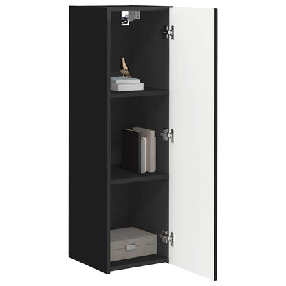 Tv Wall Cabinet 2 Pcs Černá Kompozitní Dřevo