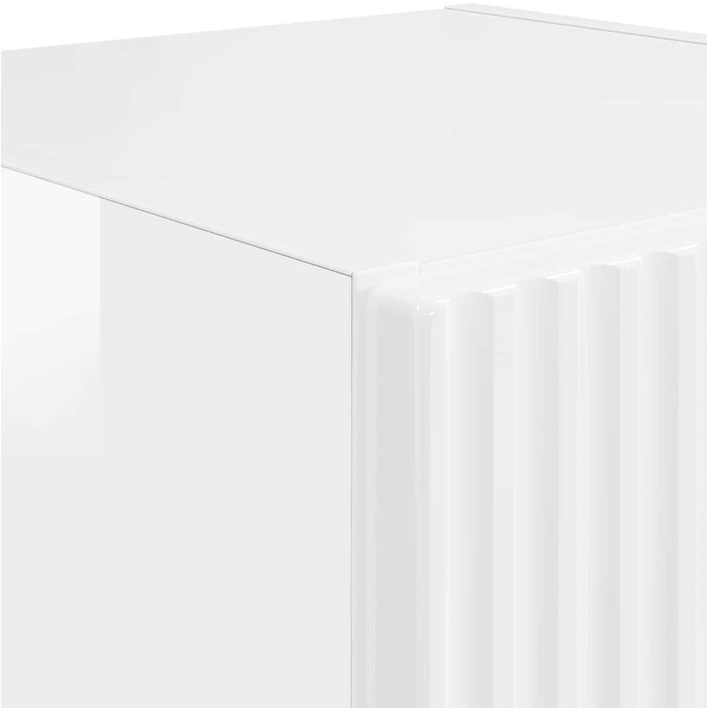 Tv Wall Cabinet 30 X 31 X 100 Cm Lesklá Bílá Kompozitní Dřevo