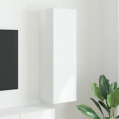 Tv Wall Cabinet 30 X 31 X 100 Cm Lesklá Bílá Kompozitní Dřevo