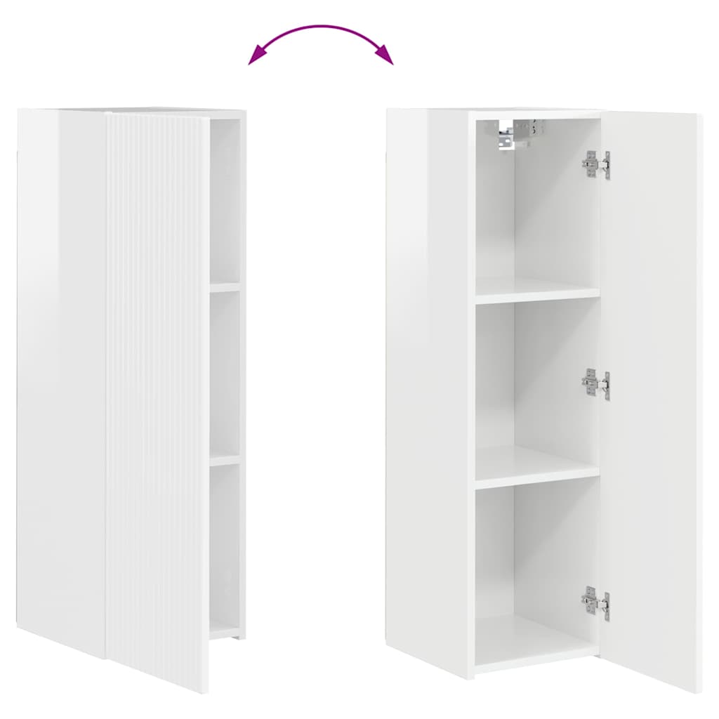 Tv Wall Cabinet 30 X 31 X 100 Cm Lesklá Bílá Kompozitní Dřevo