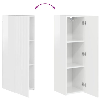 Tv Wall Cabinet 30 X 31 X 100 Cm Lesklá Bílá Kompozitní Dřevo