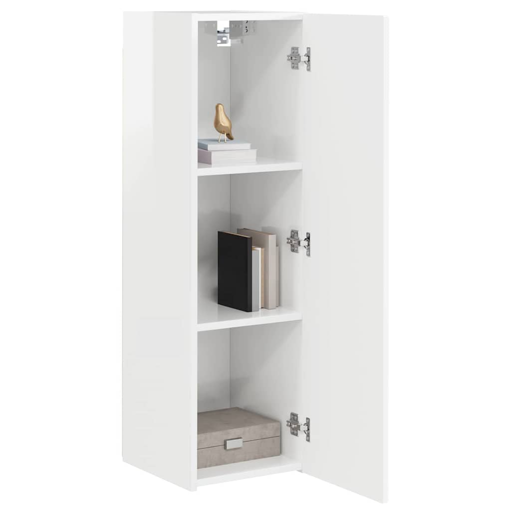 Tv Wall Cabinet 30 X 31 X 100 Cm Lesklá Bílá Kompozitní Dřevo