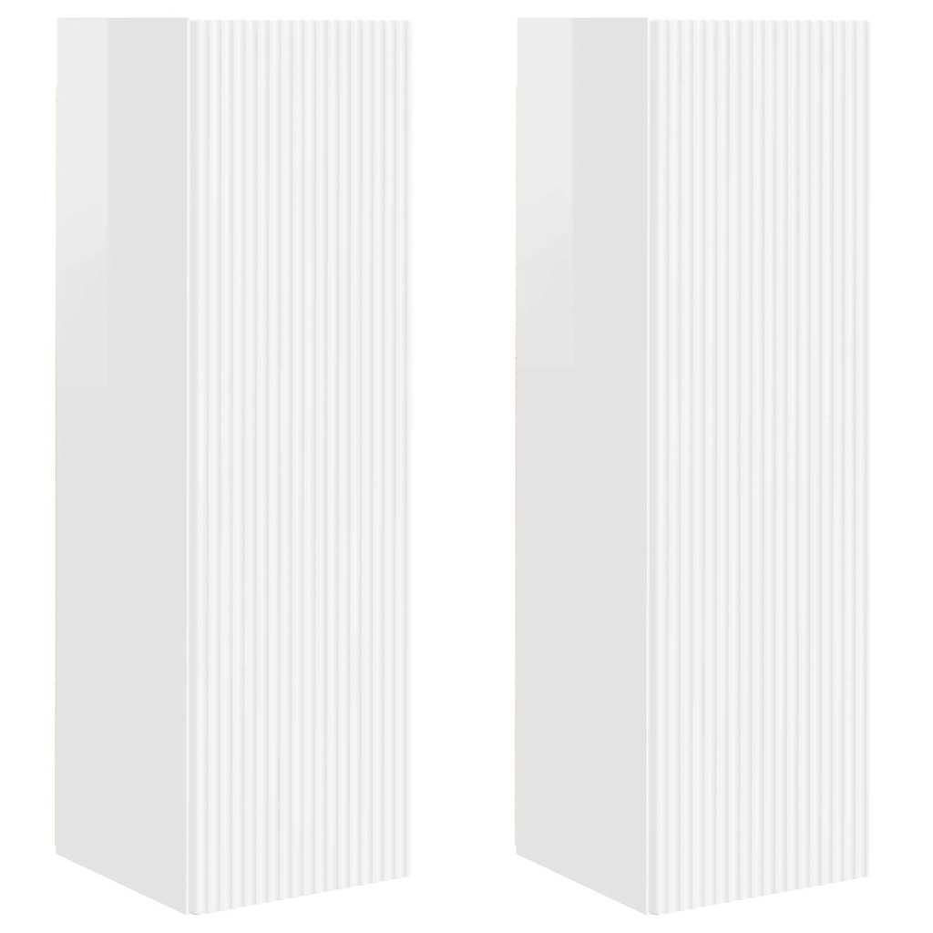 Tv Wall Cabinet 2 Pcs Lesklá Bílá Kompozitní Dřevo