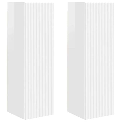 Tv Wall Cabinet 2 Pcs Lesklá Bílá Kompozitní Dřevo