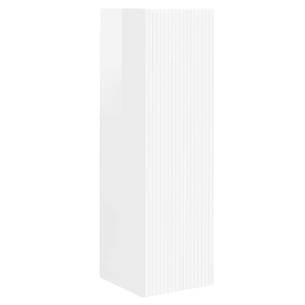 Tv Wall Cabinet 2 Pcs Lesklá Bílá Kompozitní Dřevo