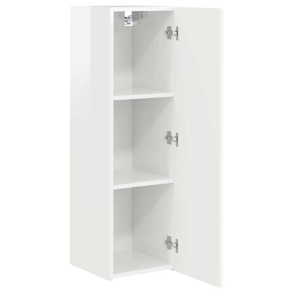Tv Wall Cabinet 2 Pcs Lesklá Bílá Kompozitní Dřevo