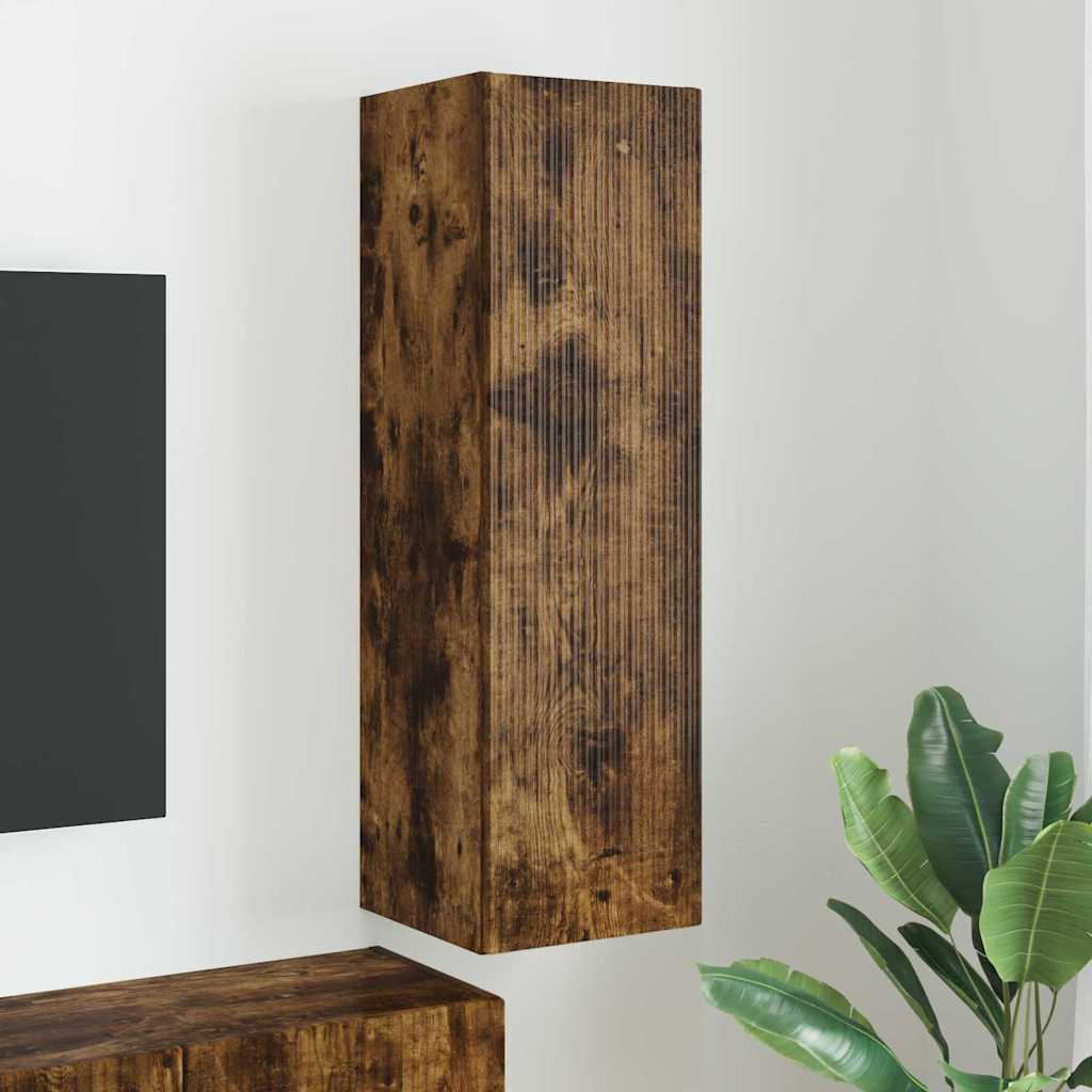 Tv Wall Cabinet 30 X 31 X 100 Cm Kouřový Dub Kompozitní Dřevo