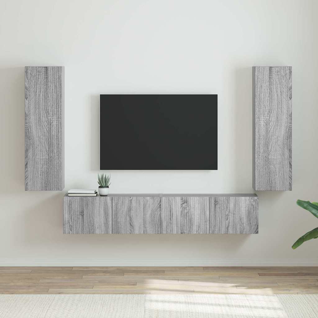 Tv Wall Cabinet 2 Pcs Šedá Sonoma Kompozitní Dřevo