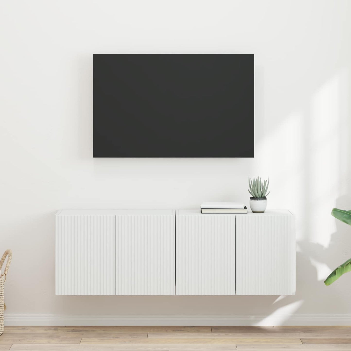 Tv Wall Cabinet 2 Pcs Bílá Kompozitní Dřevo