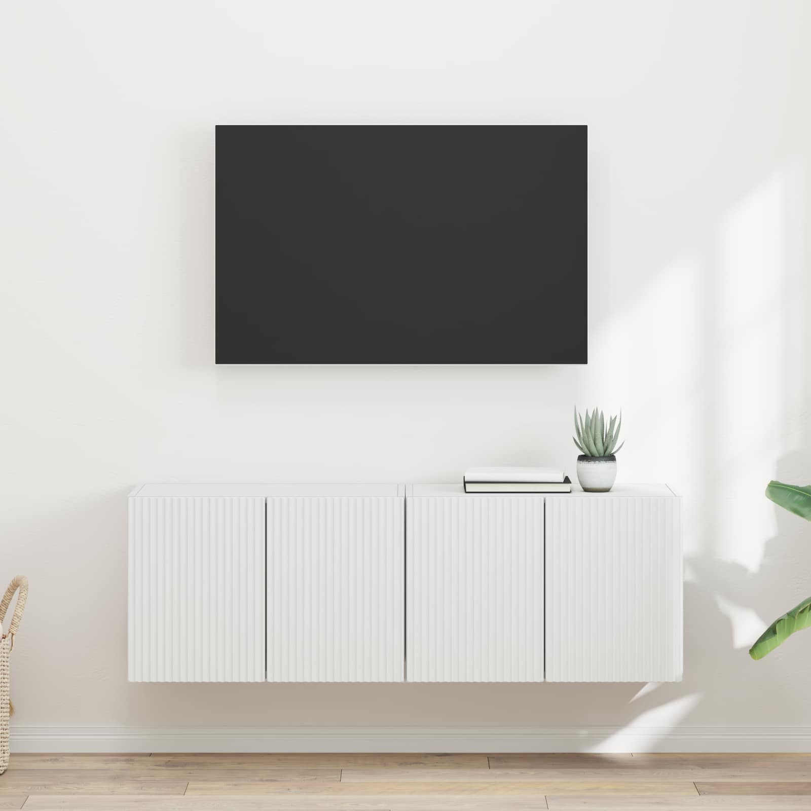 Tv Wall Cabinet 2 Pcs Bílá Kompozitní Dřevo