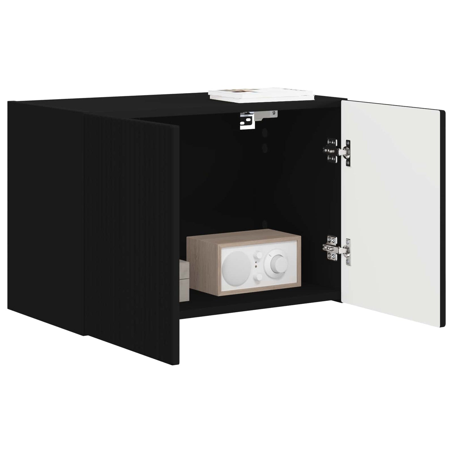 Tv Wall Cabinet 59,5 X 31 X 40 Cm Černá Kompozitní Dřevo