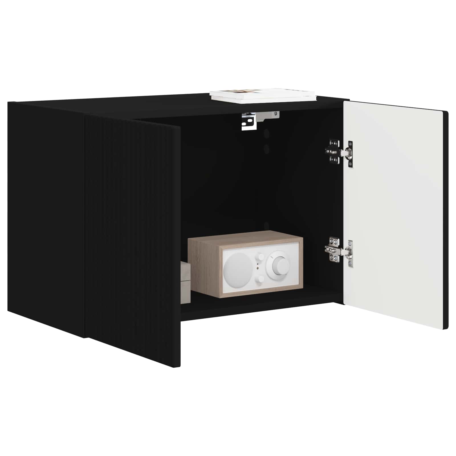 Tv Wall Cabinet 59,5 X 31 X 40 Cm Černá Kompozitní Dřevo