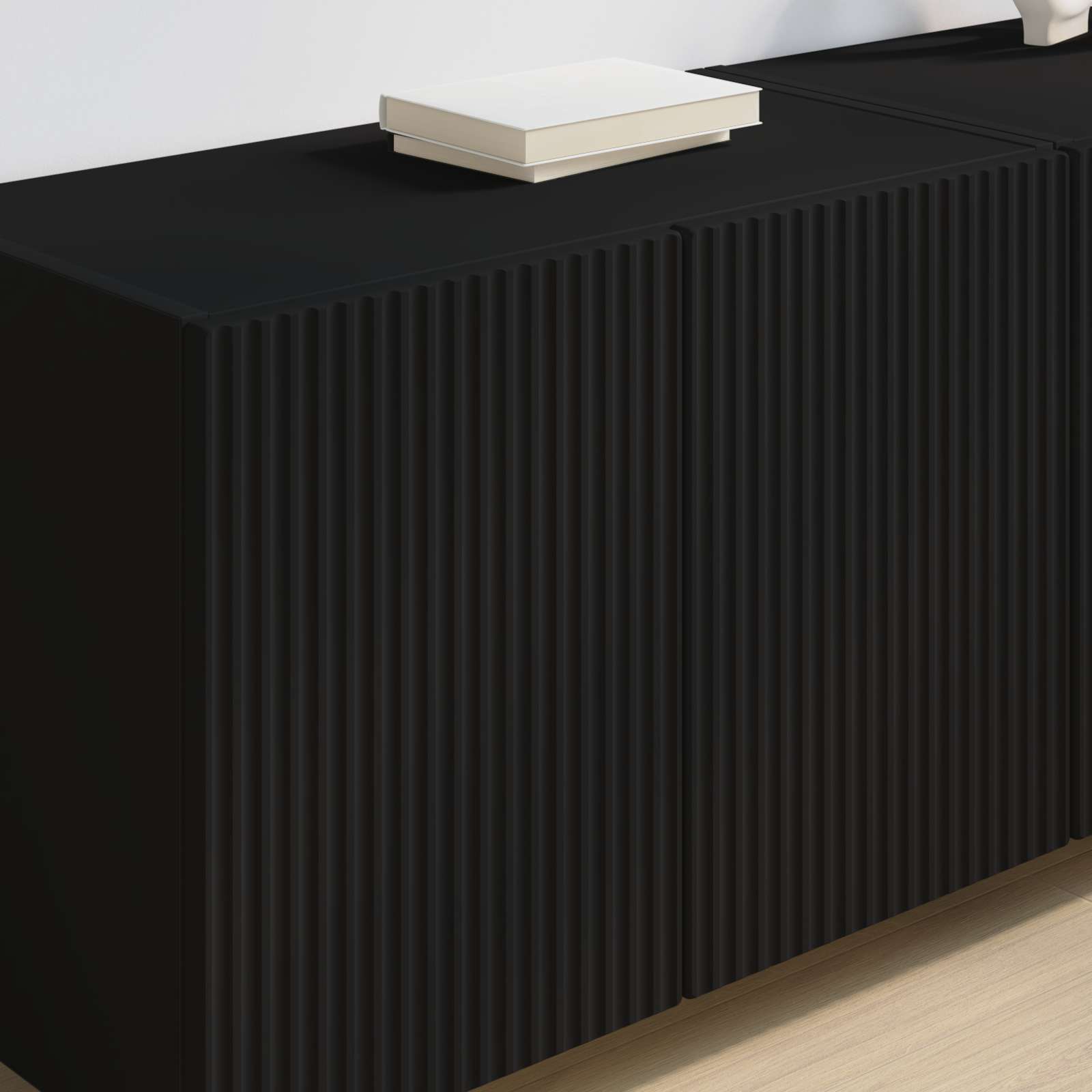 Tv Wall Cabinet 2 Pcs Černá Kompozitní Dřevo