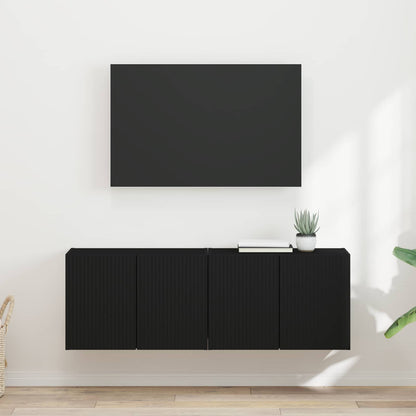 Tv Wall Cabinet 2 Pcs Černá Kompozitní Dřevo