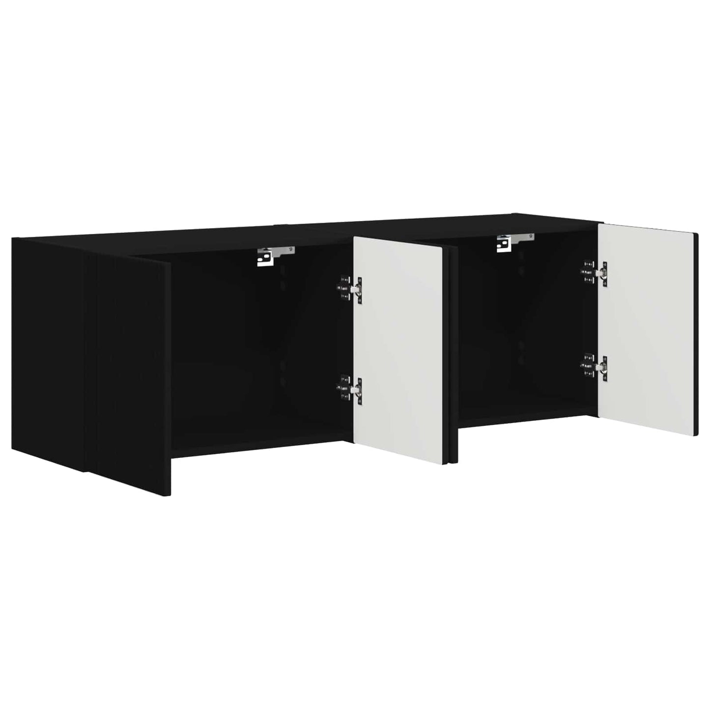 Tv Wall Cabinet 2 Pcs Černá Kompozitní Dřevo