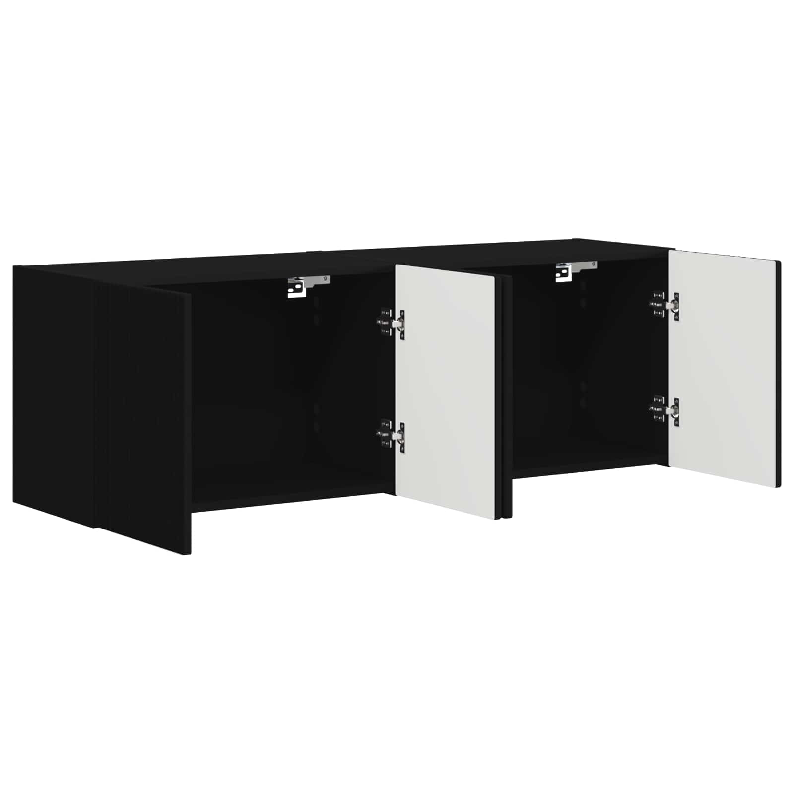 Tv Wall Cabinet 2 Pcs Černá Kompozitní Dřevo