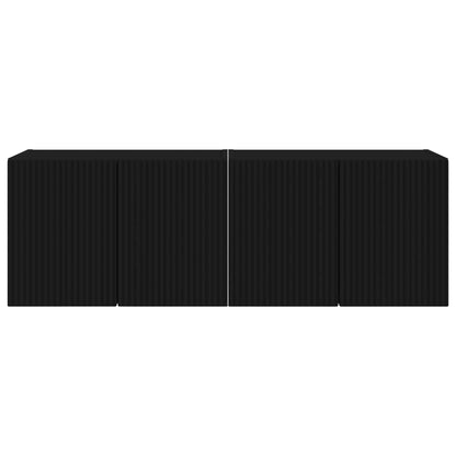 Tv Wall Cabinet 2 Pcs Černá Kompozitní Dřevo
