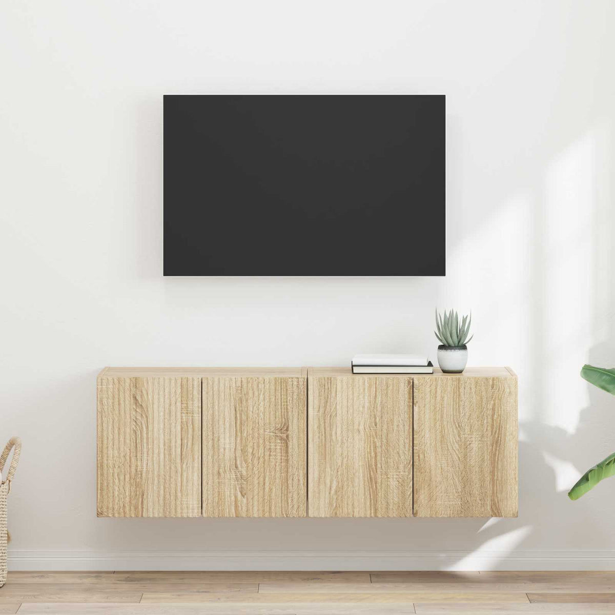 Tv Wall Cabinet 2 Pcs Sonoma Dub Kompozitní Dřevo