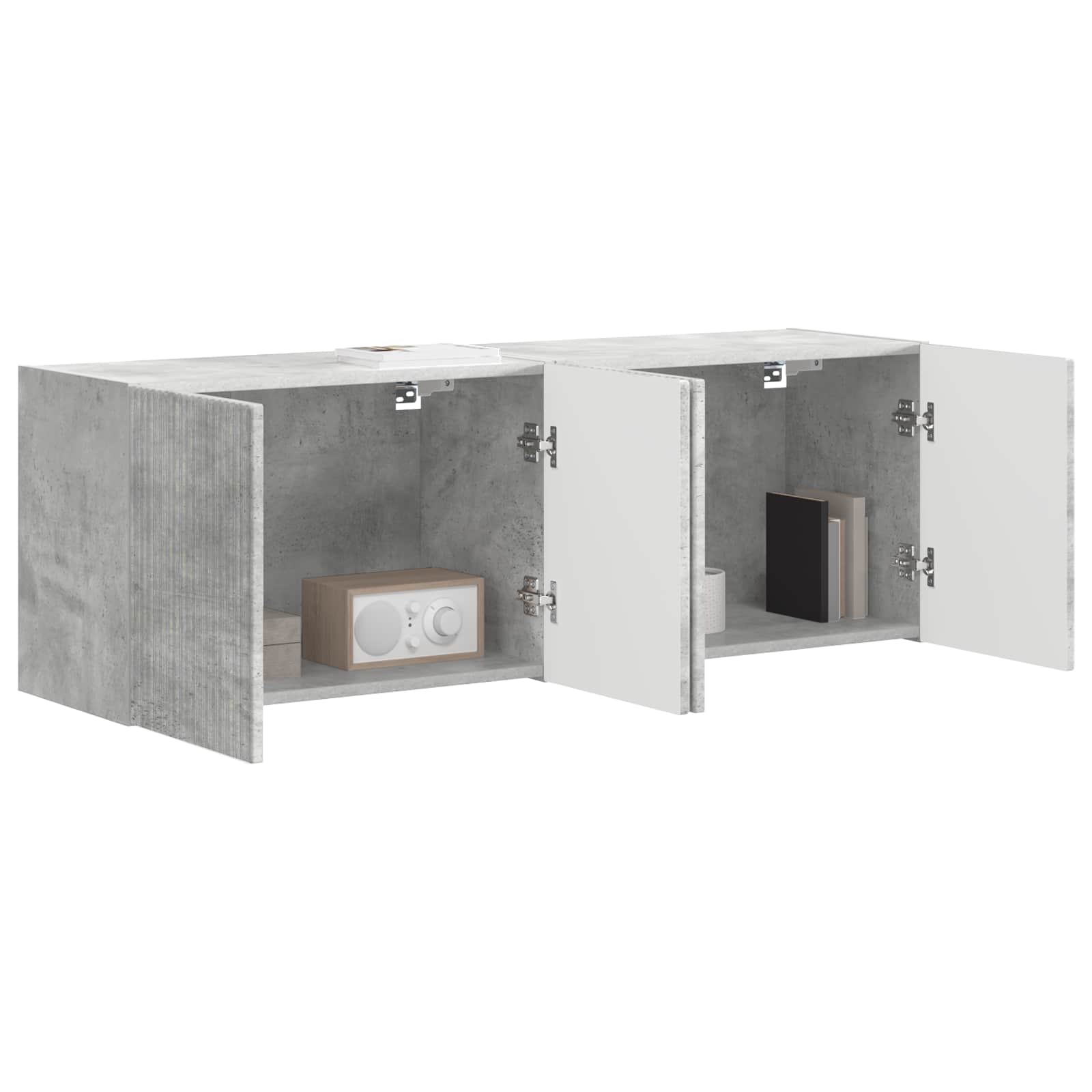 Tv Wall Cabinet 2 Pcs Betonově Šedá Kompozitní Dřevo