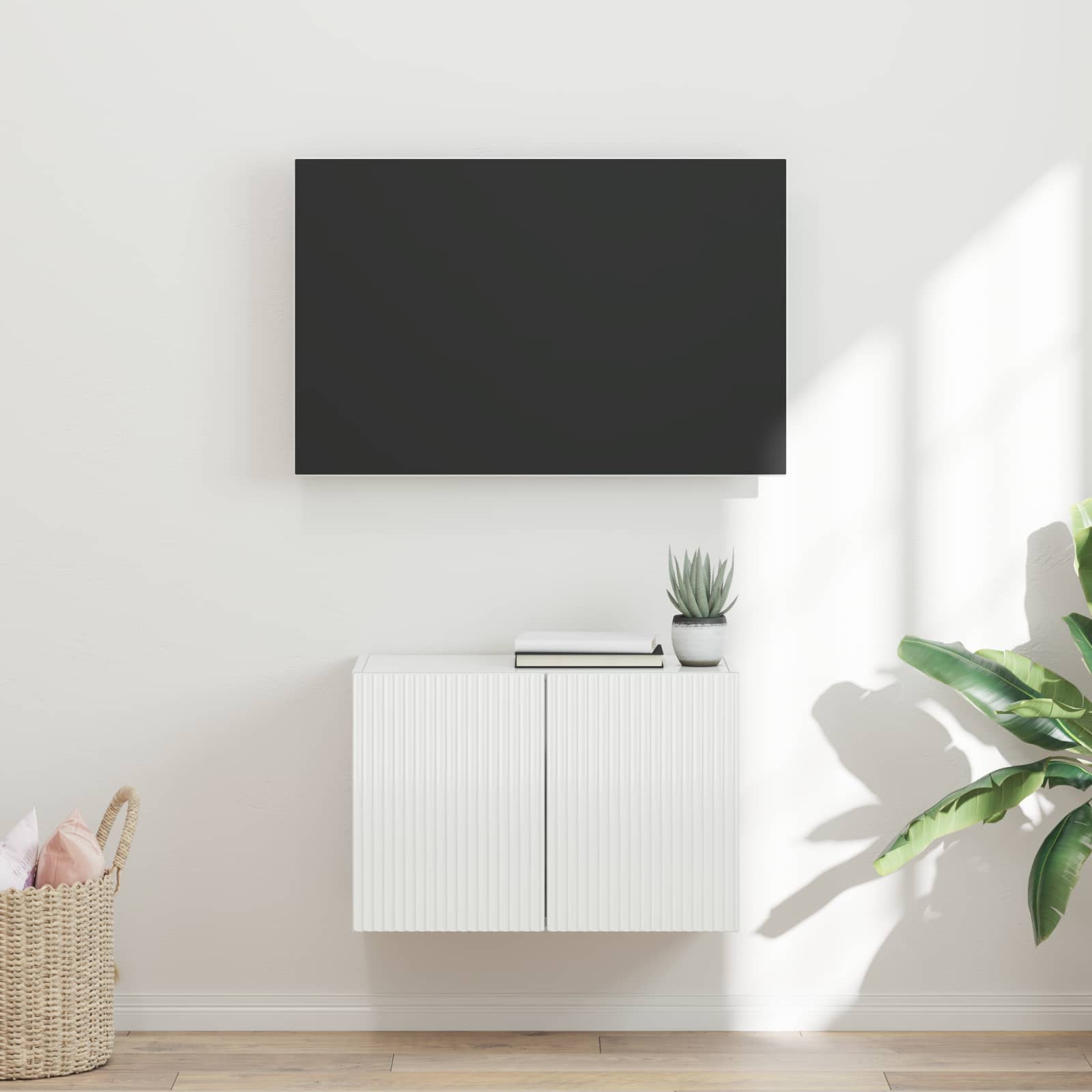 Tv Wall Cabinet 59,5 X 31 X 40 Cm Vysoce Lesklá Bílá