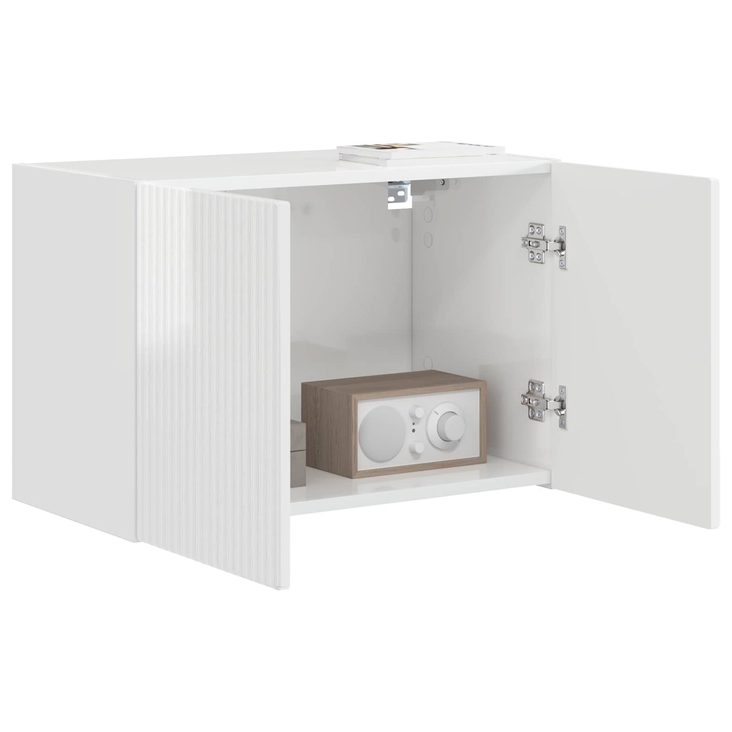 Tv Wall Cabinet 59,5 X 31 X 40 Cm Vysoce Lesklá Bílá