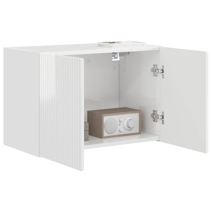 Tv Wall Cabinet 59,5 X 31 X 40 Cm Vysoce Lesklá Bílá