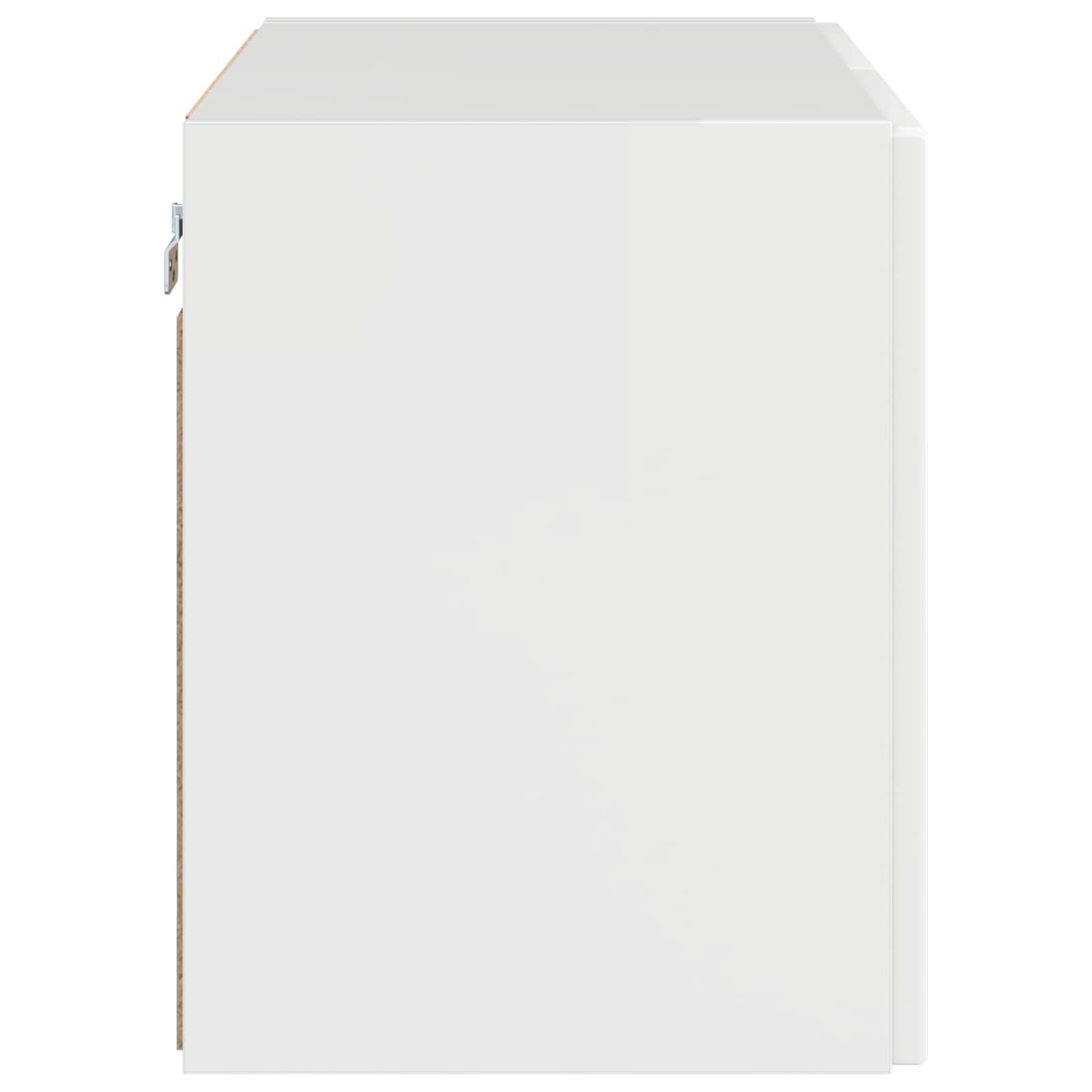 Tv Wall Cabinet 59,5 X 31 X 40 Cm Vysoce Lesklá Bílá