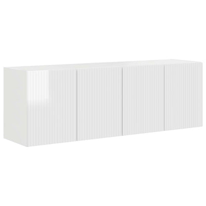 Tv Wall Cabinet 2 Pcs Vysoce Lesklá Bílá Kompozitní Dřevo