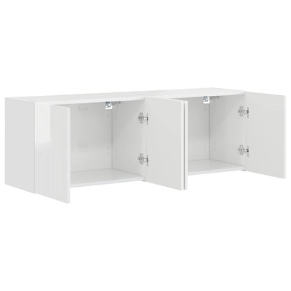 Tv Wall Cabinet 2 Pcs Vysoce Lesklá Bílá Kompozitní Dřevo