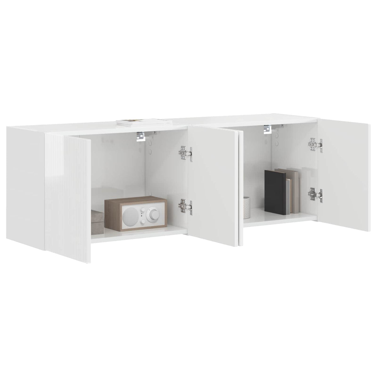 Tv Wall Cabinet 2 Pcs Vysoce Lesklá Bílá Kompozitní Dřevo