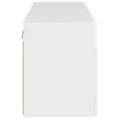 Tv Wall Cabinet 2 Pcs Vysoce Lesklá Bílá Kompozitní Dřevo