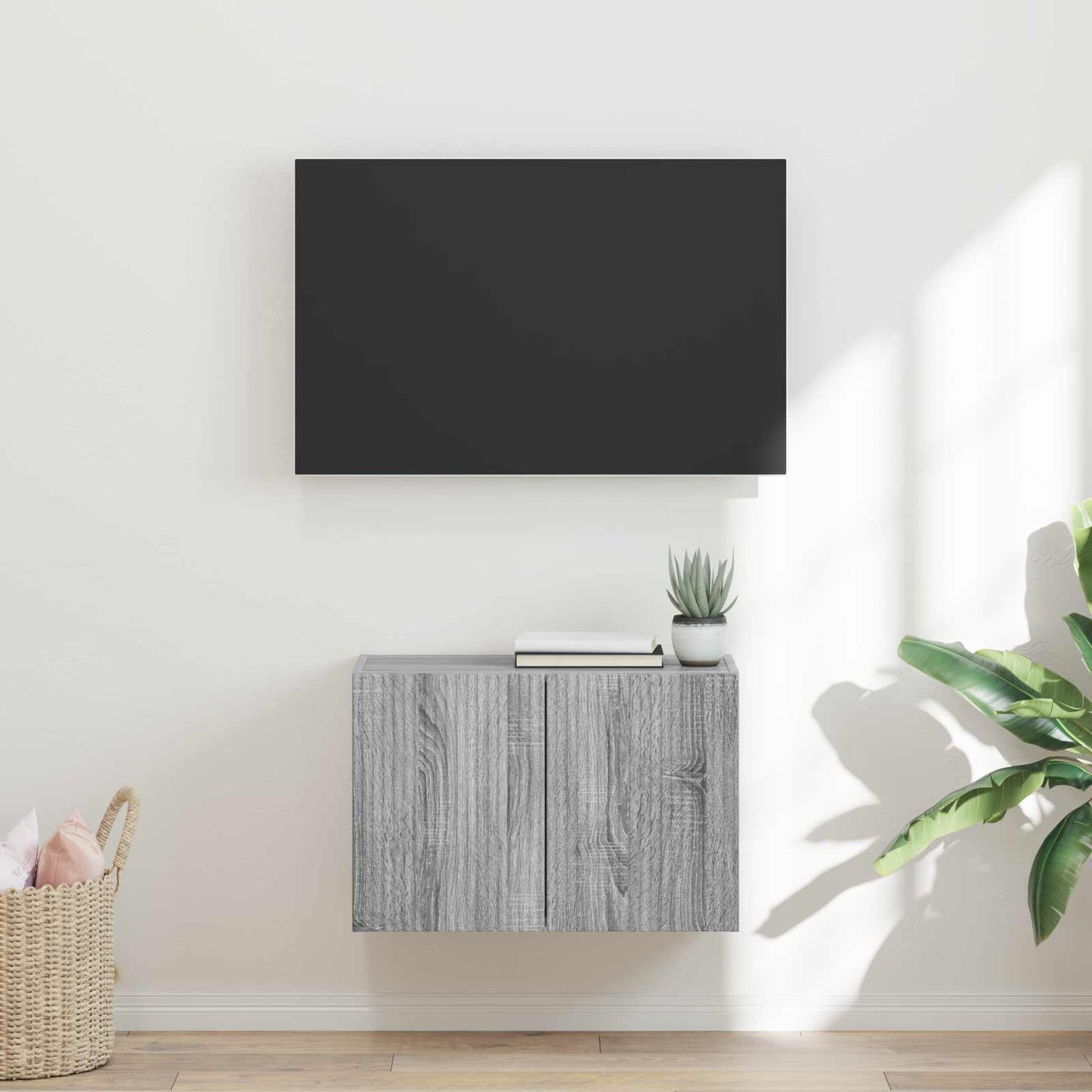 Tv Wall Cabinet 59,5 X 31 X 40 Cm Šedá Sonoma Kompozitní Dřevo