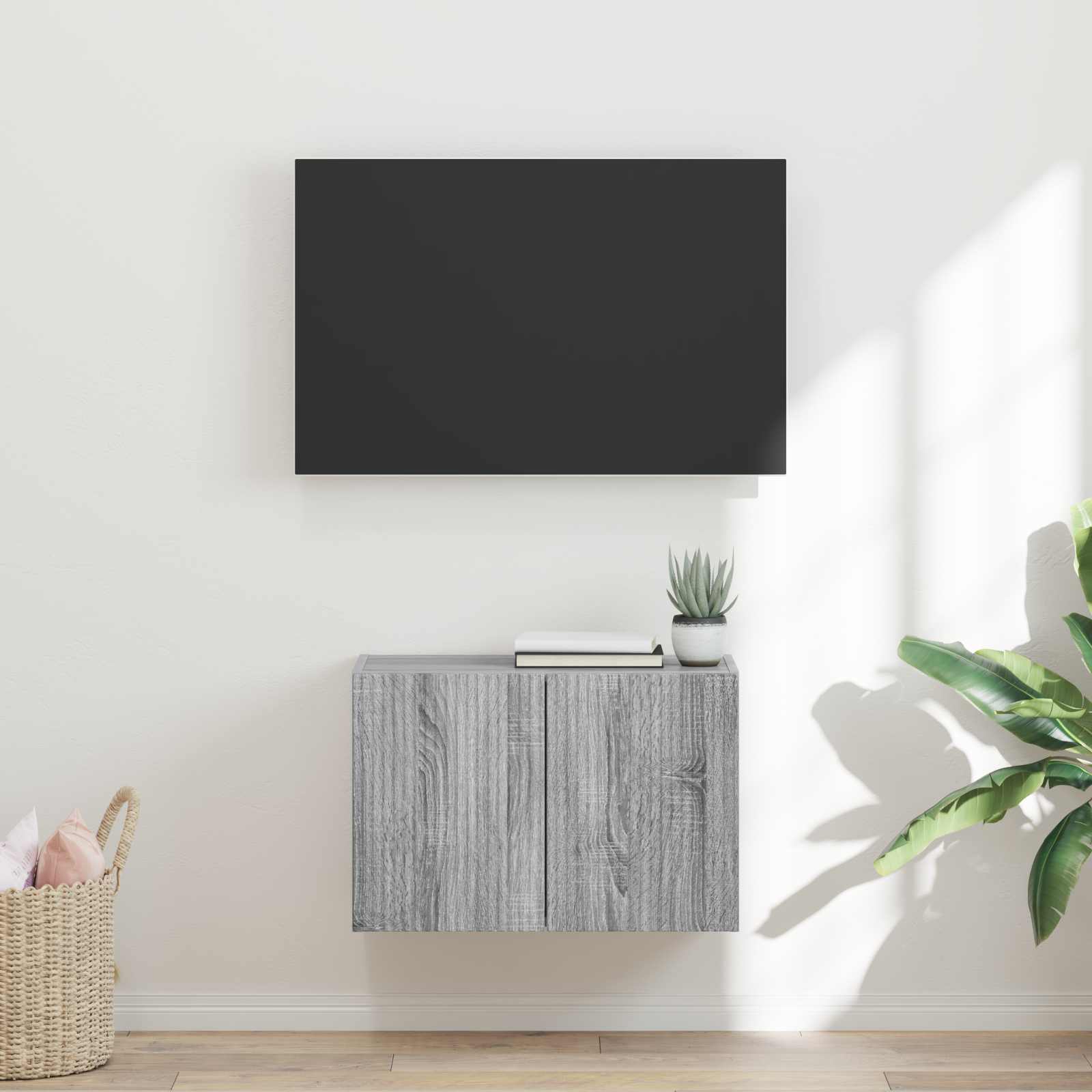 Tv Wall Cabinet 59,5 X 31 X 40 Cm Šedá Sonoma Kompozitní Dřevo