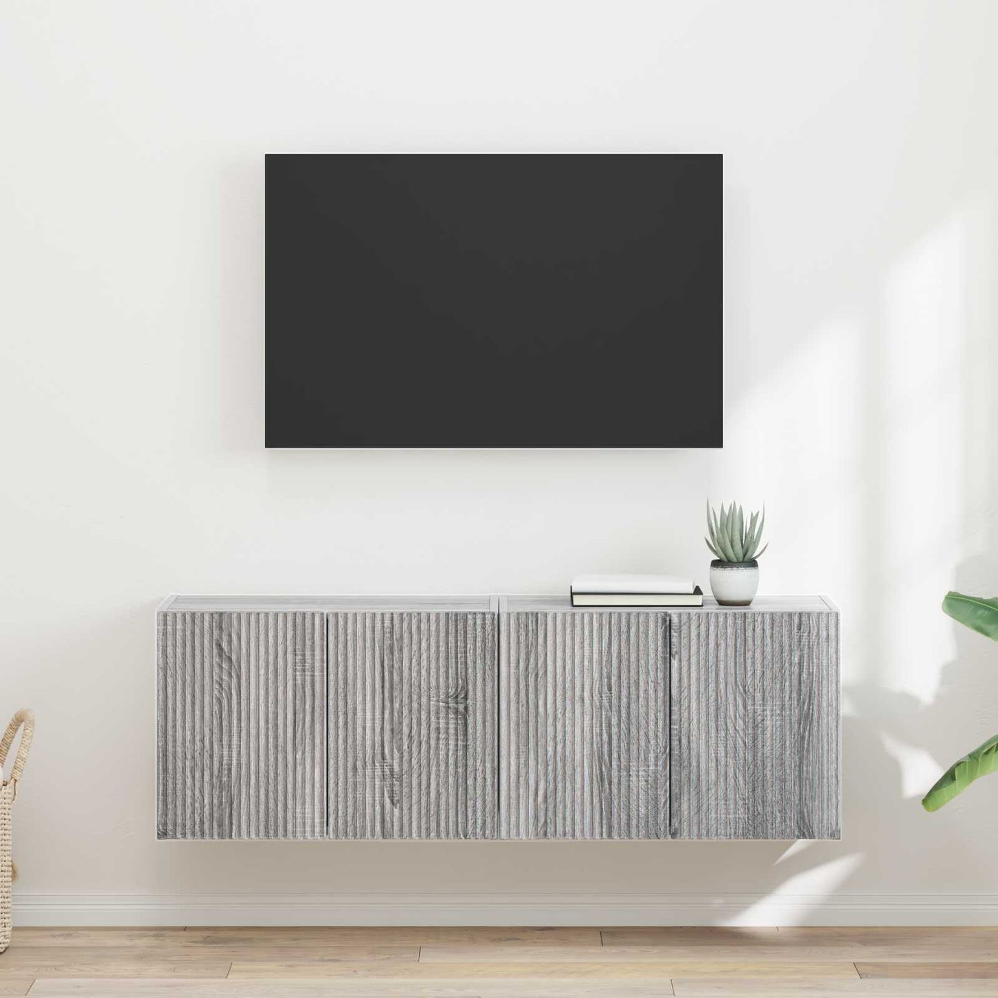 Tv Wall Cabinet 2 Pcs Šedá Sonoma Kompozitní Dřevo