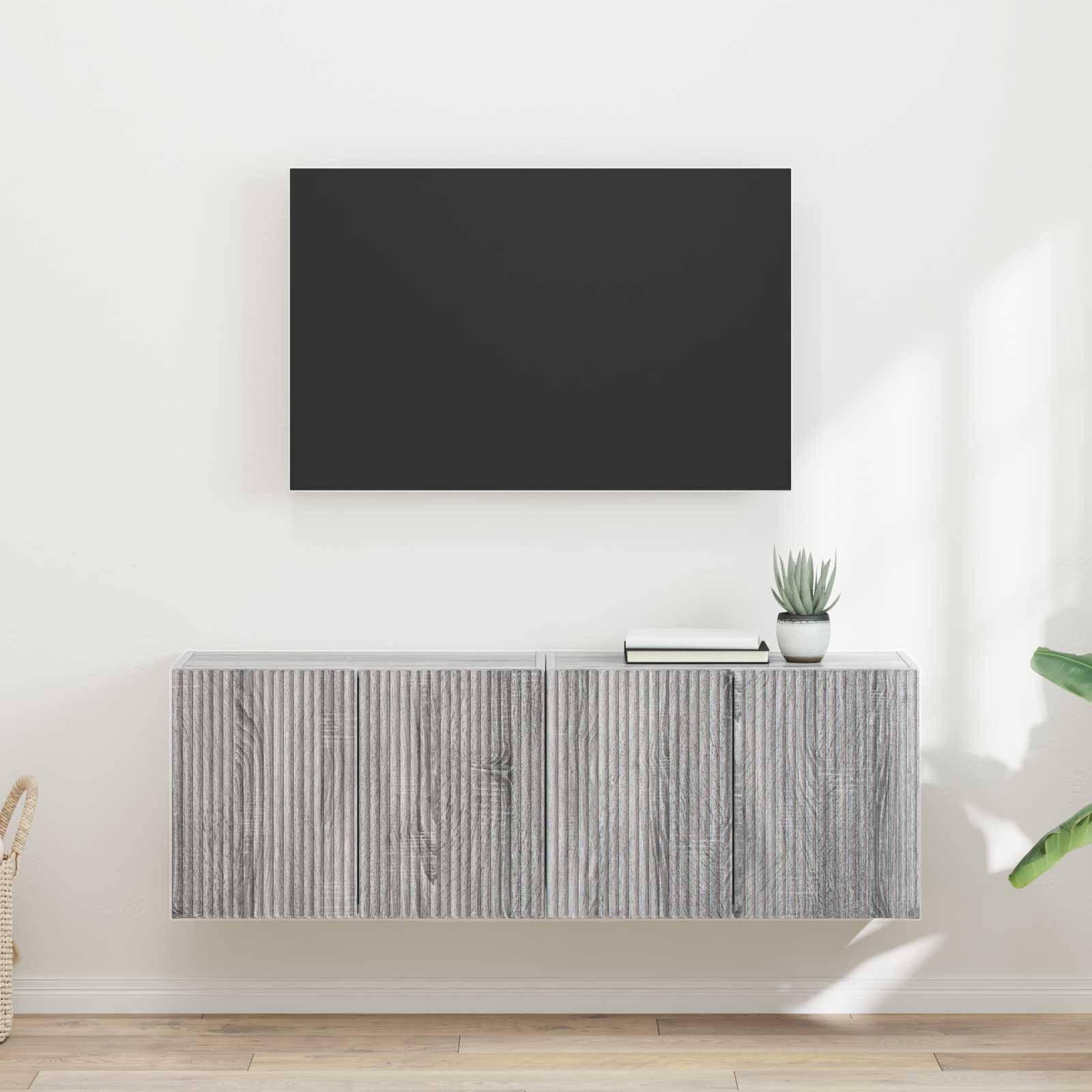 Tv Wall Cabinet 2 Pcs Šedá Sonoma Kompozitní Dřevo