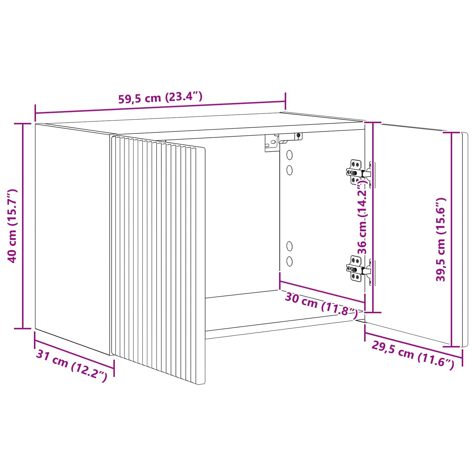 Tv Wall Cabinet 59,5 X 31 X 40 Cm Staré Dřevo Kompozitní Dřevo