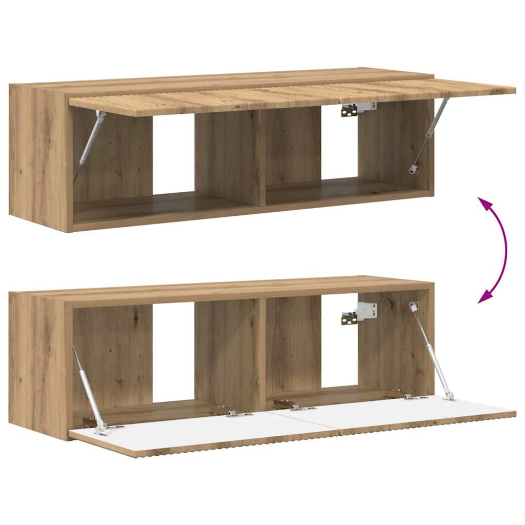 Tv Wall Cabinet 59,5 X 31 X 60 Cm Bílá Kompozitní Dřevo
