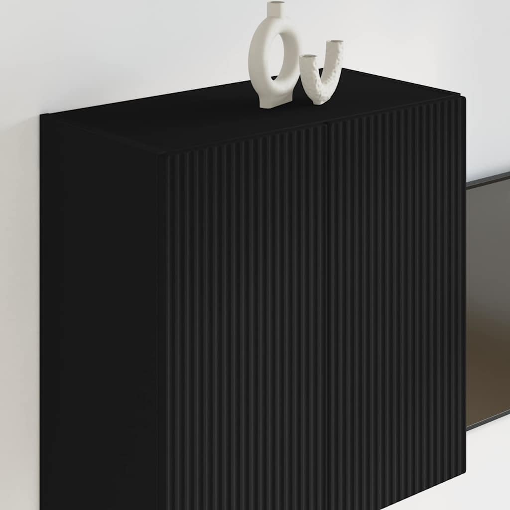 Tv Wall Cabinet 59,5 X 31 X 60 Cm Černá Kompozitní Dřevo