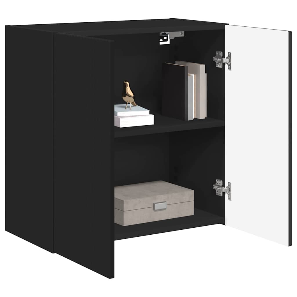 Tv Wall Cabinet 59,5 X 31 X 60 Cm Černá Kompozitní Dřevo