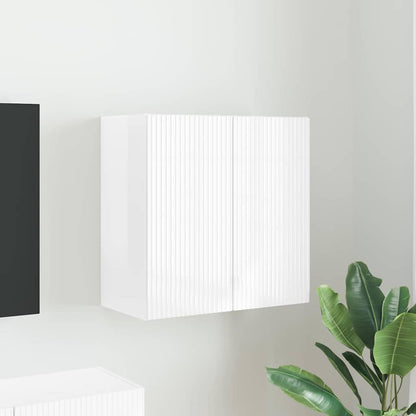 Tv Wall Cabinet 59,5 X 31 X 60 Cm Vysoce Lesklá Bílá