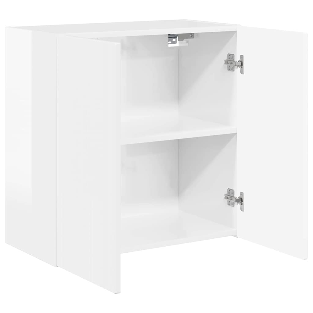 Tv Wall Cabinet 59,5 X 31 X 60 Cm Vysoce Lesklá Bílá