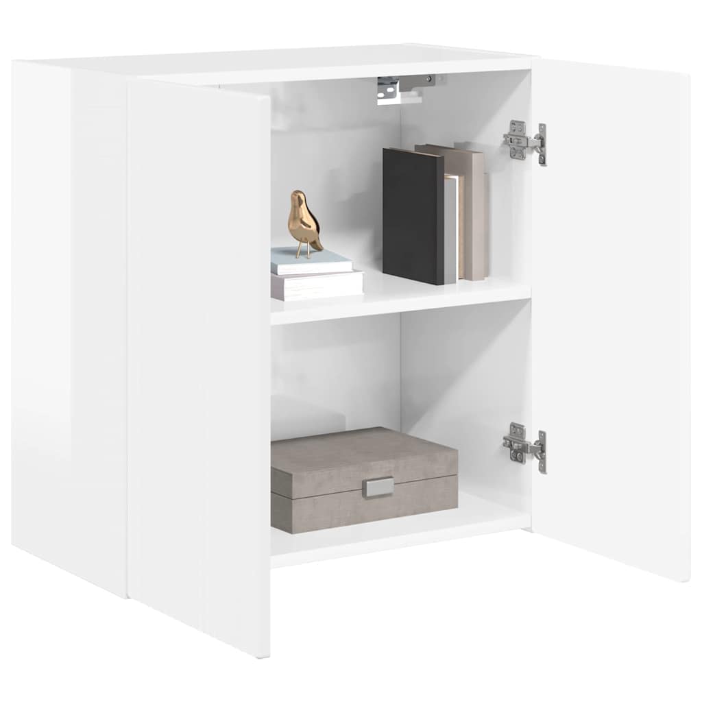 Tv Wall Cabinet 59,5 X 31 X 60 Cm Vysoce Lesklá Bílá