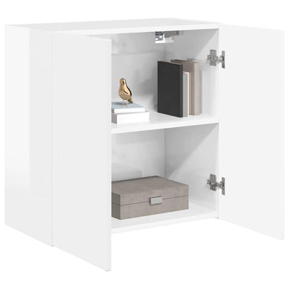 Tv Wall Cabinet 59,5 X 31 X 60 Cm Vysoce Lesklá Bílá